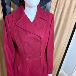 Kenneth Cole Reaction Women’s Wool Blend Coat Front Double Button Red Size 10